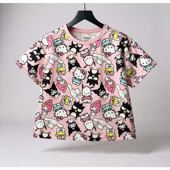 Hello Kitty & Friends Pink Crop Top Shirt XL Sanrio 2024 Hybrid Kawaii Pastel - Picture 1 of 10
